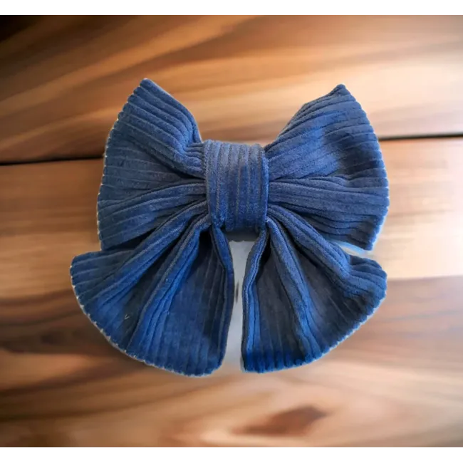 Noeud velour bleu Noeud velour bleu
