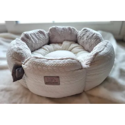 Corbeille tulipe jersey blanc et pilou crème beige.
